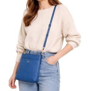 Coach KITT Zip Crossbody Bag Blue Leather Messenger North South New Handbag‎